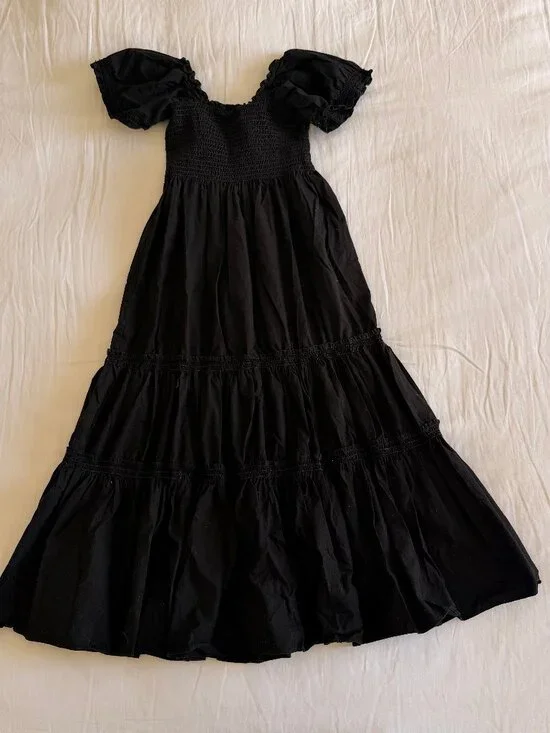 OPT Black square neck puff dress (sz S/M) - Picture 2 of 11